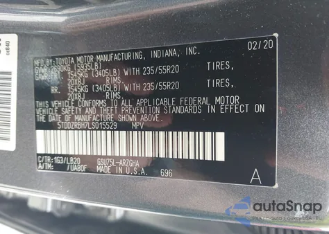 2020 Toyota Highlander Limited z USA, uszkodzony, nr VIN 5TDDZRBH7LS015529